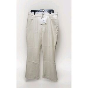 7‎ For All Mankind Faux Leather Pants Womens Size 33 Cream Bootcut Trousers $248